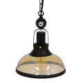 BILLIARD  Vintage Κρεμαστό Φωτιστικό Καμπάνα Μονόφωτο 1 x E27 IP20 Mαύρο Μέταλλο με Μελί Γυαλί - Μ25 x Π25 x Υ29cm