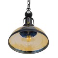 BILLIARD  Vintage Κρεμαστό Φωτιστικό Καμπάνα Μονόφωτο 1 x E27 IP20 Mαύρο Μέταλλο με Μελί Γυαλί - Μ25 x Π25 x Υ29cm