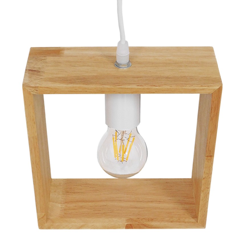 ELISE  Μοντέρνο Κρεμαστό Φωτιστικό Οροφής Μονόφωτο 1 x E27 IP20 Μπεζ Ξύλο - Μ20 x Π8 x Υ23cm