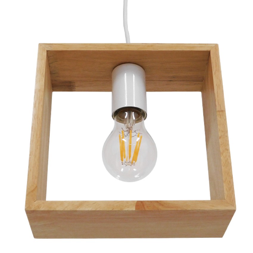 ELISE  Μοντέρνο Κρεμαστό Φωτιστικό Οροφής Μονόφωτο 1 x E27 IP20 Μπεζ Ξύλο - Μ20 x Π8 x Υ23cm