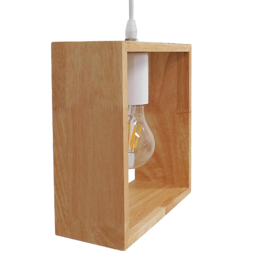 ELISE  Μοντέρνο Κρεμαστό Φωτιστικό Οροφής Μονόφωτο 1 x E27 IP20 Μπεζ Ξύλο - Μ20 x Π8 x Υ23cm