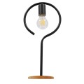 HONOR ROUND  Μοντέρνο Επιτραπέζιο Φωτιστικό Πορτατίφ Μονόφωτο Μαύρο Μεταλλικό με Ξύλινη Βάση Δρυς Φ20 x Υ42cm