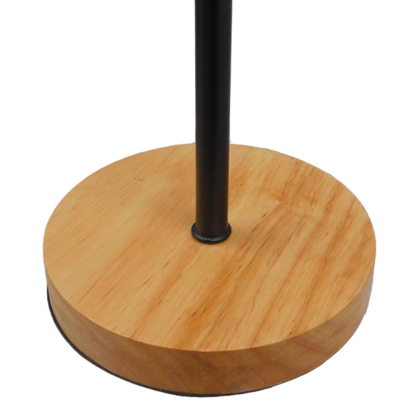 HONOR TRIANGLE  Μοντέρνο Επιτραπέζιο Φωτιστικό Πορτατίφ Μονόφωτο Μαύρο Μεταλλικό με Ξύλινη Βάση Δρυς Μ20 x Π20 x Υ40cm