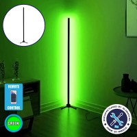 Μοντέρνο Minimal Επιδαπέδιο Μαύρο Φωτιστικό 100cm LED 16 Watt με Ασύρματο Χειριστήριο RF & Dimmer Πράσινο  ALIEN Design