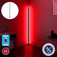 Μοντέρνο Minimal Επιδαπέδιο Μαύρο Φωτιστικό 150cm LED 24 Watt με Ασύρματο Χειριστήριο RF & Dimmer Κόκκινο  ALIEN Design