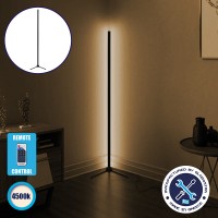 Μοντέρνο Minimal Επιδαπέδιο Μαύρο Φωτιστικό 200cm LED 32 Watt με Ασύρματο Χειριστήριο RF & Dimmer Φυσικό Λευκό 4500k  ALIEN Design