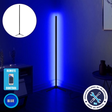 Μοντέρνο Minimal Επιδαπέδιο Μαύρο Φωτιστικό 200cm LED 32 Watt με Ασύρματο Χειριστήριο RF & Dimmer Μπλε  ALIEN Design