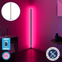 Μοντέρνο Minimal Επιδαπέδιο Μαύρο Φωτιστικό 200cm LED 32 Watt με Ασύρματο Χειριστήριο RF & Dimmer Ροζ  ALIEN Design