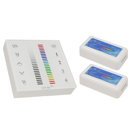 Ασύρματος LED RGB Controller με Χειριστήριο Τοίχου Αφής 2.4G RF 12v (288w) - 24v (576w) DC για Δυο Group