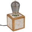 Cement  Μοντέρνο Φυσικό Τσιμέντο Επιτραπέζιο Φωτιστικό Πορτατίφ Λαμπατέρ με Ντουί E27 Μονόφωτο Κύβος Χρυσό - Γκρι / Λευκό Τσιμέντο με 1.8m Καλώδιο M10 x Π10 x Υ10cm