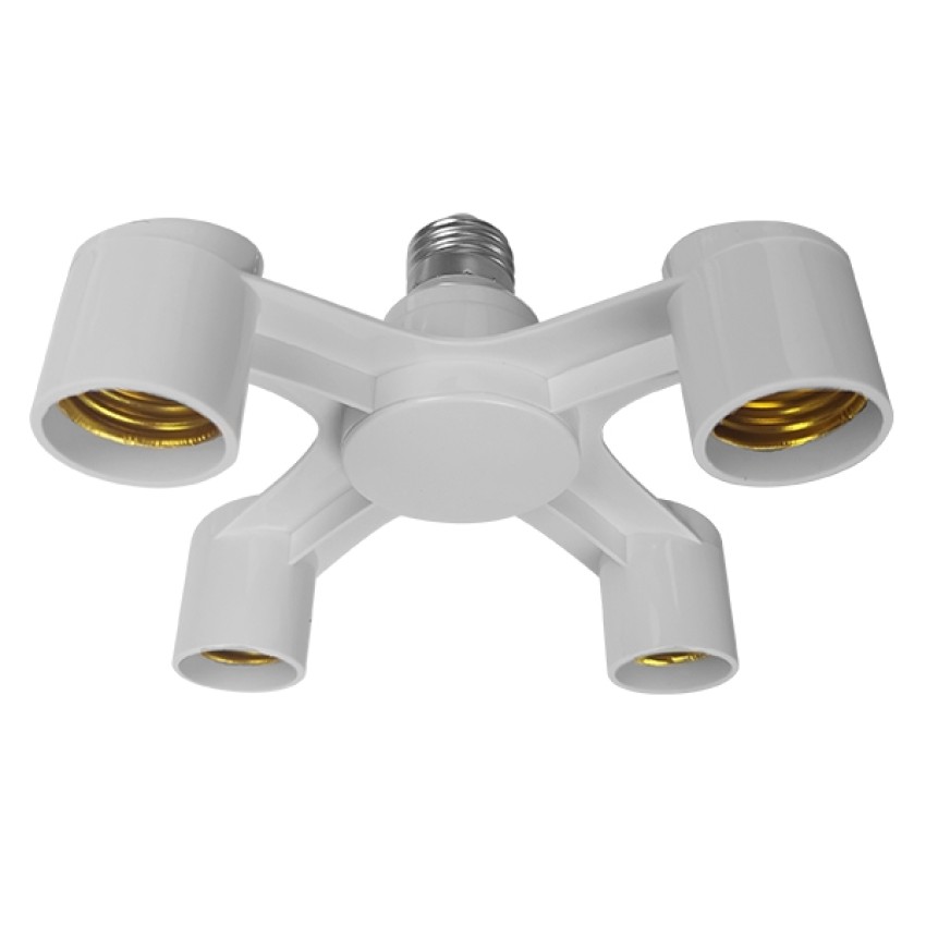 Πλαστικός Αντάπτορας Μετατροπέας από 1xE27 Ντουί σε 4xE27 Ντουί Λευκό