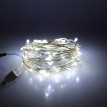 Διακοσμητική Γιρλάντα 5 Μέτρων 50 LED USB 5 Volt 3 Watt με Ασημένιο Συρμάτινο Καλώδιο Ψυχρό Λευκό 6000K