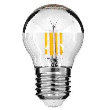 Λάμπα E27 G45 Γλομπάκι με Ανεστραμμένο Χρώμιο Καθρέπτη LED FILAMENT 4W 440 lm 320° AC 85-265V Edison Retro με Διάφανο-Χρώμιο Γυαλί Θερμό Λευκό 2700 K Dimmable