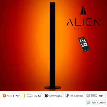ALIEN Design DIVA Μοντέρνο Minimal Nordic Μεταλλικό Φωτιστικό Επιτραπέζιο - Πορτατίφ - Λαμπατέρ Μαύρο LED 8W 800lm με Ασύρματο Χειριστήριο RF & Dimmer IP20 Κόκκινο Μ3 x Π1.6 x Υ50cm