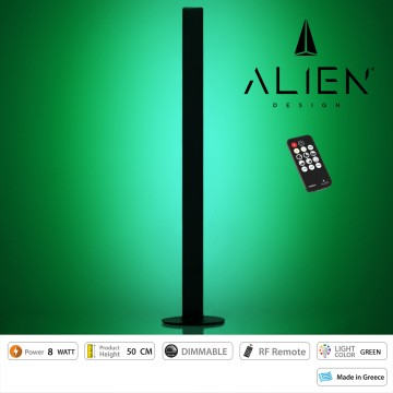 ALIEN Design DIVA Μοντέρνο Minimal Nordic Μεταλλικό Φωτιστικό Επιτραπέζιο - Πορτατίφ - Λαμπατέρ Μαύρο LED 8W 800lm με Ασύρματο Χειριστήριο RF & Dimmer IP20 Πράσινο Μ3 x Π1.6 x Υ50cm