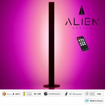 ALIEN Design DIVA Μοντέρνο Minimal Nordic Μεταλλικό Φωτιστικό Επιτραπέζιο - Πορτατίφ - Λαμπατέρ Μαύρο LED 8W 800 lm με Ασύρματο Χειριστήριο RF & Dimmer IP20 Ροζ Μ3 x Π1.6 x Υ50cm