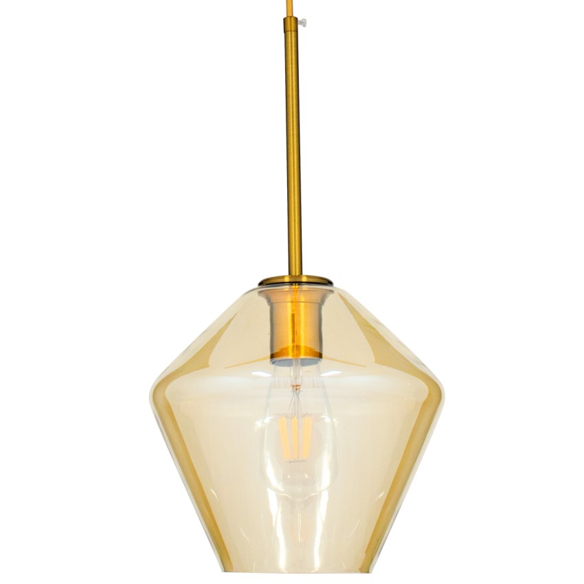 AMARIS Μοντέρνο Κρεμαστό Φωτιστικό Ανάρτηση Μονόφωτο 1 x E27 IP20 Μελί Γυαλί με Χρυσό Μέταλλο - Μ22 x Π22 x Y22cm AMARIS Μοντέρνο Κρεμαστό Φωτιστικό Ανάρτηση Μονόφωτο 1 x E27 IP20 Μελί Γυαλί με Χρυσό Μέταλλο - Μ22 x Π22 x Y22cm