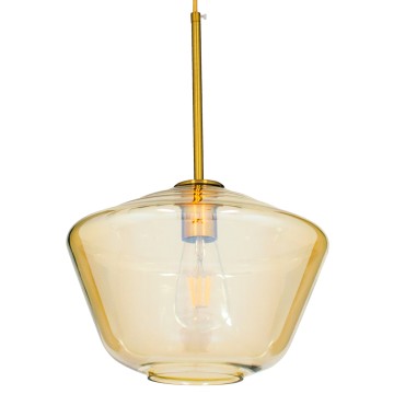 AMARIS  Μοντέρνο Κρεμαστό Φωτιστικό Ανάρτηση Μονόφωτο 1 x E27 IP20 Μελί Γυαλί με Χρυσό Μέταλλο - Μ30 x Π30 x Y22cm