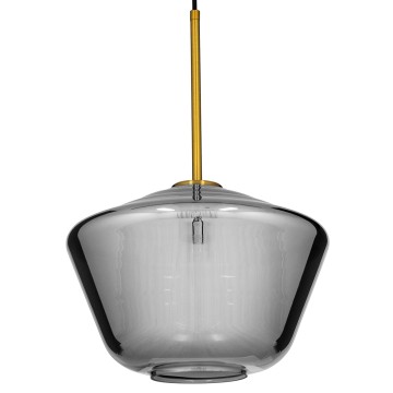 AMARIS  Μοντέρνο Κρεμαστό Φωτιστικό Ανάρτηση Μονόφωτο 1 x E27 IP20 Διάφανο Γυαλί με Χρυσό Μέταλλο - Μ30 x Π30 x Y22cm