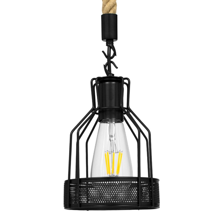 GLOBOSTAR® MASON  Vintage Κρεμαστό Φωτιστικό Οροφής με Ντουί 1 x E27 AC 220-240V IP20 - Μαύρο & Μπεζ - Μ15 x Π15 x Υ24cm