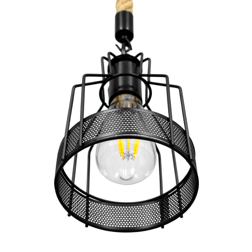 GLOBOSTAR® MASON  Vintage Κρεμαστό Φωτιστικό Οροφής με Ντουί 1 x E27 AC 220-240V IP20 - Μαύρο & Μπεζ - Μ15 x Π15 x Υ24cm