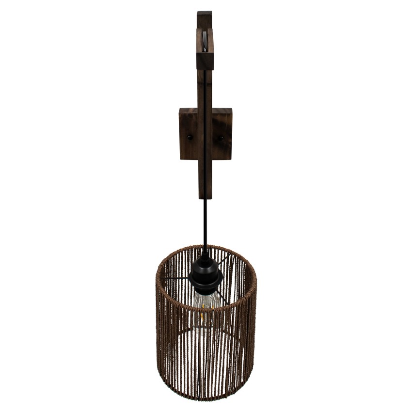 GLOBOSTAR® CASTI  Boho Φωτιστικό Τοίχου - Απλίκα με Ντουί 1 x E27 AC 220-240V IP20 - Καφέ - Μ18 x Π30 x Υ75cm