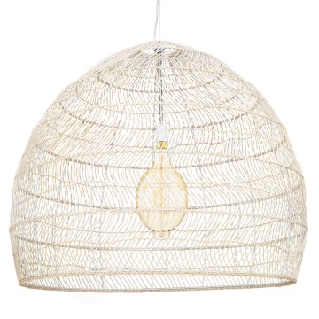 MALIBU  Boho Κρεμαστό Φωτιστικό Πλέγμα Μονόφωτο 1 x E27 IP20 Μπεζ Ξύλο - Μ100 x Π100 x Y86cm