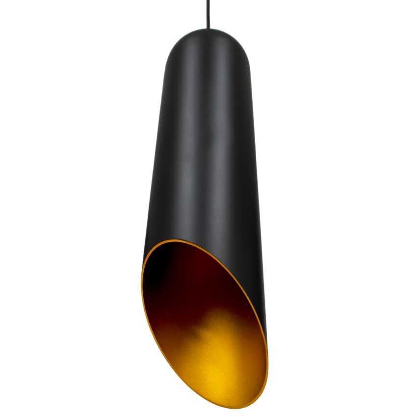 CARSON  Μοντέρνο Κρεμαστό Φωτιστικό Ανάρτηση Μονόφωτο 1 x E27 IP20 Μαύρο & Χρυσό Μέταλλο - Μ12 x Π12 x Υ52cm