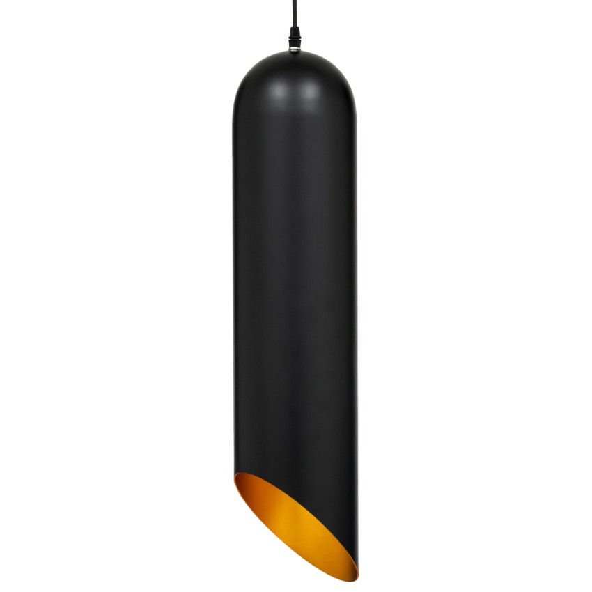 CARSON  Μοντέρνο Κρεμαστό Φωτιστικό Ανάρτηση Μονόφωτο 1 x E27 IP20 Μαύρο & Χρυσό Μέταλλο - Μ15 x Π15 x Υ68cm