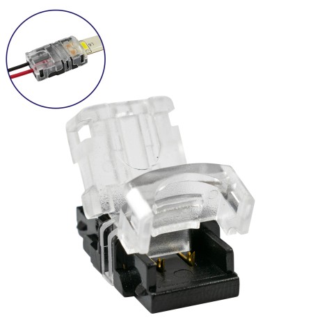 Αδιάβροχος Ταχυσύνδεσμος Ένωσης IP65 - Strip To Cable Connector για Ένωση 1 x Μονόχρωμης Αδιάβροχης Ταινίας LED Πλάτους 8mm με 1 x Καλώδιο Τροφοδοσίας
