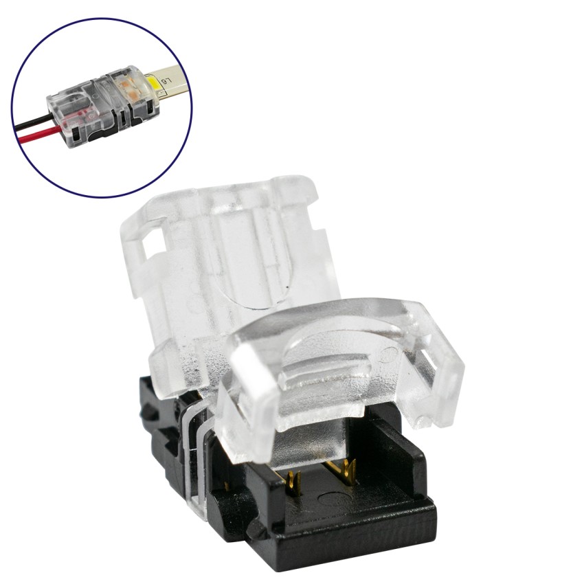 Αδιάβροχος Ταχυσύνδεσμος Ένωσης IP65 - Strip To Cable Connector για Ένωση 1 x Μονόχρωμης Αδιάβροχης Ταινίας LED Πλάτους 8mm με 1 x Καλώδιο Τροφοδοσίας