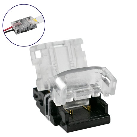 Ταχυσύνδεσμος Ένωσης IP20 - Strip To Cable Connector για Ένωση 1 x Μονόχρωμης Ταινίας LED Πλάτους 10mm με 1 x Καλώδιο Τροφοδοσίας