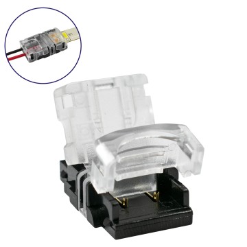 GLOBOSTAR® STRIPART  Ενωτικός Ταχυσύνδεσμος για Μονόχρωμη Ταινία LED 2Pin 10mm σε Καλώδιο Τροφοδοσίας 2Pin Αδιάβροχο IP65 - Μ1.5 x Π2.4 x Υ0.8cm