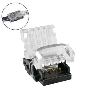 Ταχυσύνδεσμος Ένωσης IP20 - Strip To Cable Connector για Ένωση 1 x RGB Ταινίας LED Πλάτους 10mm με 1 x Καλώδιο Τροφοδοσίας