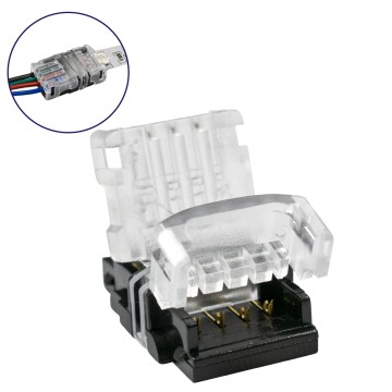 Ταχυσύνδεσμος Ένωσης IP20 - Strip To Cable Connector για Ένωση 1 x RGB Ταινίας LED Πλάτους 10mm με 1 x Καλώδιο Τροφοδοσίας