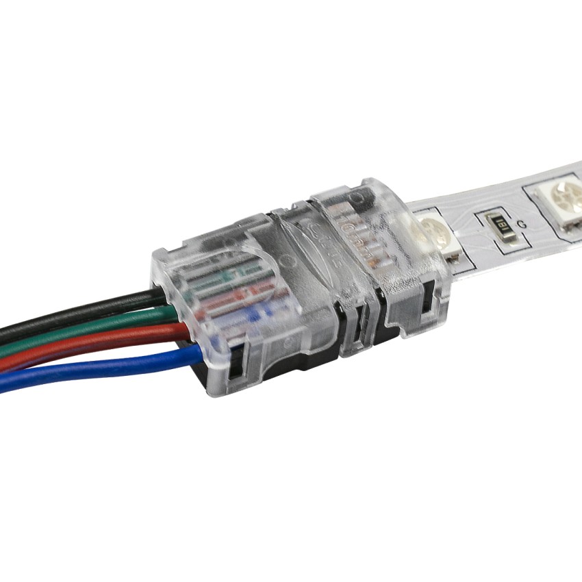 Ταχυσύνδεσμος Ένωσης IP20 - Strip To Cable Connector για Ένωση 1 x RGB Ταινίας LED Πλάτους 10mm με 1 x Καλώδιο Τροφοδοσίας