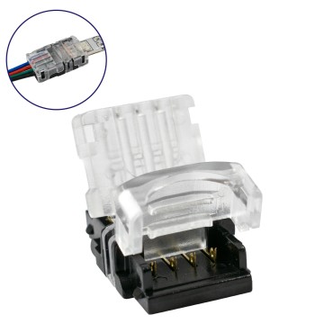 GLOBOSTAR® STRIPART  Ενωτικός Ταχυσύνδεσμος για Πολύχρωμη RGB Ταινία LED 4Pin 10mm σε Καλώδιο Τροφοδοσίας 4Pin Αδιάβροχο IP65 - Μ1.5 x Π2.4 x Υ0.8cm