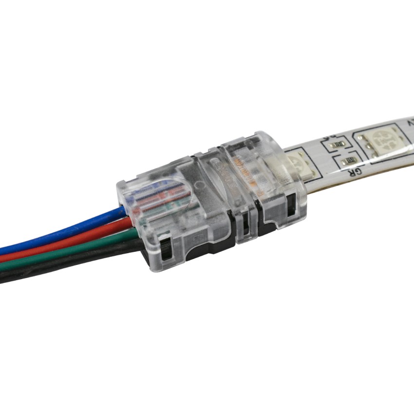 GLOBOSTAR® STRIPART  Ενωτικός Ταχυσύνδεσμος για Πολύχρωμη RGB Ταινία LED 4Pin 10mm σε Καλώδιο Τροφοδοσίας 4Pin Αδιάβροχο IP65 - Μ1.5 x Π2.4 x Υ0.8cm