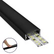 SURFACE-PROFILE  Προφίλ Αλουμινίου - Βάση & Ψύκτρα Ταινίας LED με Μαύρο Φιμέ Κάλυμμα - Επιφανειακή Χρήση - Πατητό Κάλυμμα - Μαύρο - 2 Μέτρα - Πακέτο 5 Τεμαχίων - Μ200 x Π2.4 x Υ1.1cm