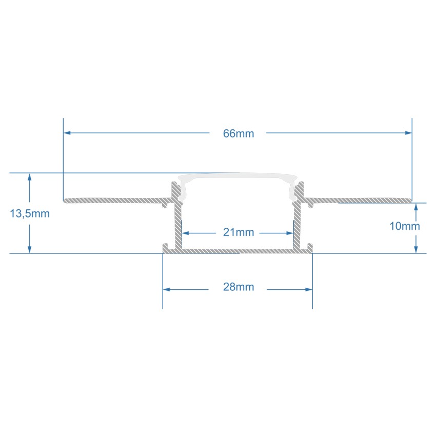 GLOBOSTAR® ALP-PLASTERIN GYPSO  Χωνευτό Προφίλ Αλουμινίου Ειδικό για Γυψοσανίδα με Λευκό Γαλακτερό Πατητό Κάλυμμα για Ταινίες LED IP20 - Ασημί & Λευκό - Μ200 x Π6.7 x Υ1.3cm - Πακέτο 5 Τεμαχίων