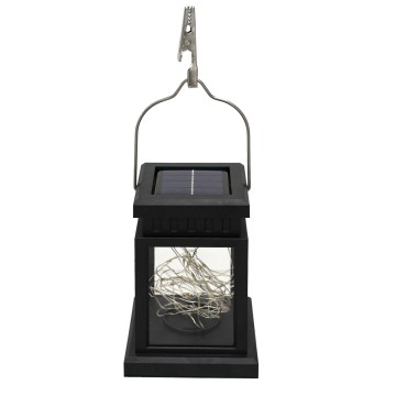GLOBOSTAR® LANTERNIA  Διακοσμητικό Φαναράκι LED 1W 50lm 180° DC 5V με Φωτοβολταϊκό Panel 5V 0.1W & Επαναφορτιζόμενη Μπαταρία Li-ion 3.2V 120mAh Αδιάβροχο IP65 Θερμό Λευκό 2700K - Μ9 x Π9 x Υ12.5cm