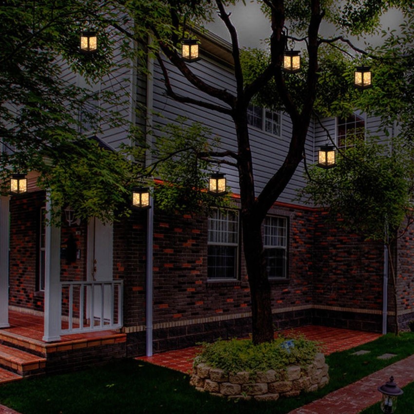 GLOBOSTAR® LANTERNIA  Διακοσμητικό Φαναράκι LED 1W 50lm 180° DC 5V με Φωτοβολταϊκό Panel 5V 0.1W & Επαναφορτιζόμενη Μπαταρία Li-ion 3.2V 120mAh Αδιάβροχο IP65 Θερμό Λευκό 2700K - Μ9 x Π9 x Υ12.5cm