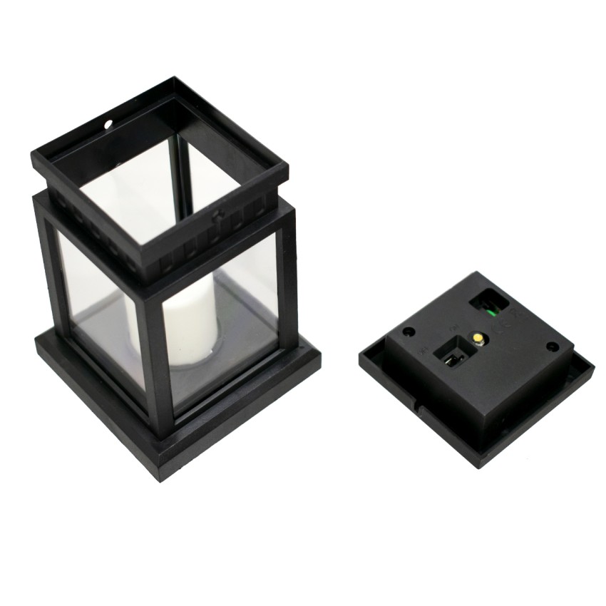 GLOBOSTAR® LANTERNIA  Διακοσμητικό Φαναράκι LED 1W 50lm 180° DC 5V με Φωτοβολταϊκό Panel 5V 0.1W & Επαναφορτιζόμενη Μπαταρία Li-ion 3.2V 120mAh Αδιάβροχο IP65 Θερμό Λευκό 2700K - Μ9 x Π9 x Υ12.5cm