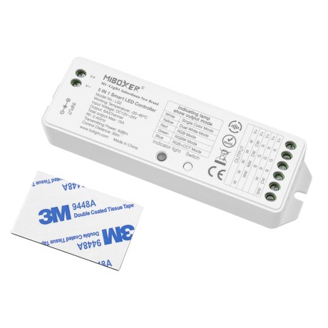LS2 Mi-BOXER DC RF 2.4Ghz 5 in 1 Dimmer High Speed Controller / Dimmer 5 Καναλιών DC 12-24V 5 x 3A 72W - Max 15A 360W - IP20 RGBW+WW Μ13 x Π5 x Υ2.5cm