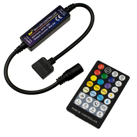 GLOBOSTAR® CONTROLI  Σετ Dimmer / Controller με RF Ασύρματο Χειριστήριο με 5 x 1.2A 28.8W Κανάλια DC 5-24V 6A 144W Max IP20 - RF2.4Ghz - Μ30 x Π1.7 x Υ1.1cm