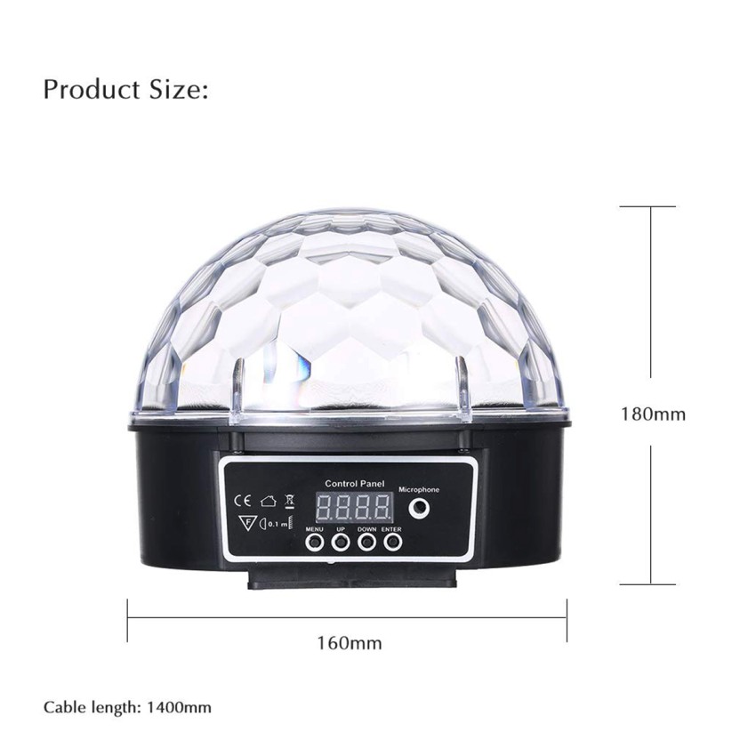 GLOBOSTAR® DISCOBALL  Disco Μπάλα Φωτορυθμικό με RF Ασύρματο Χειριστήριο LED 20W 1000lm 180° AC 220-240V IP20 Πολύχρωμο RGB DMX512- Μ17 x Π17 x Υ15cm