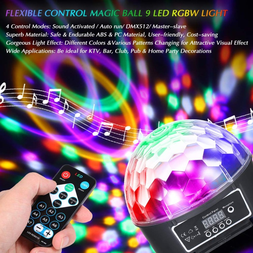 GLOBOSTAR® DISCOBALL  Disco Μπάλα Φωτορυθμικό με RF Ασύρματο Χειριστήριο LED 20W 1000lm 180° AC 220-240V IP20 Πολύχρωμο RGB DMX512- Μ17 x Π17 x Υ15cm