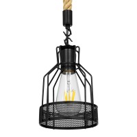 GLOBOSTAR® MASON  Vintage Κρεμαστό Φωτιστικό Οροφής με Ντουί 1 x E27 AC 220-240V IP20 - Μαύρο & Μπεζ - Μ15 x Π15 x Υ24cm