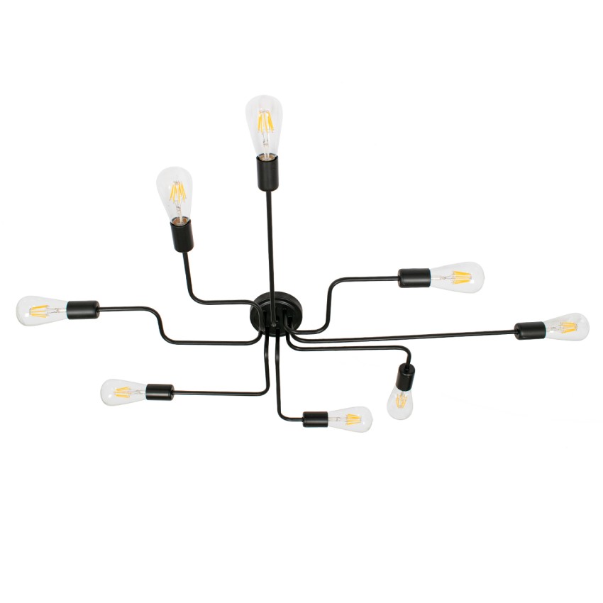 GLOBOSTAR® LIBERTA  Μοντέρνο Φωτιστικό Οροφής με Ντουί 8 x E27 AC 220-240V IP20 - Μαύρο - Μ102 x Π72 x Υ10.5cm