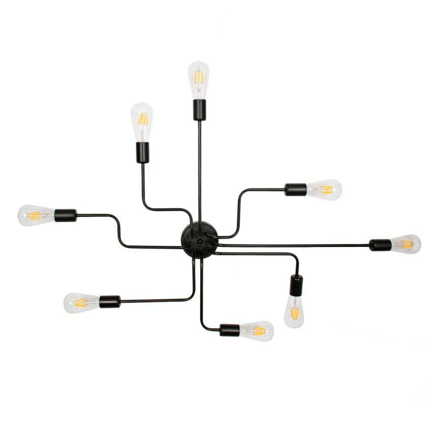GLOBOSTAR® LIBERTA  Μοντέρνο Φωτιστικό Οροφής με Ντουί 8 x E27 AC 220-240V IP20 - Μαύρο - Μ102 x Π72 x Υ10.5cm